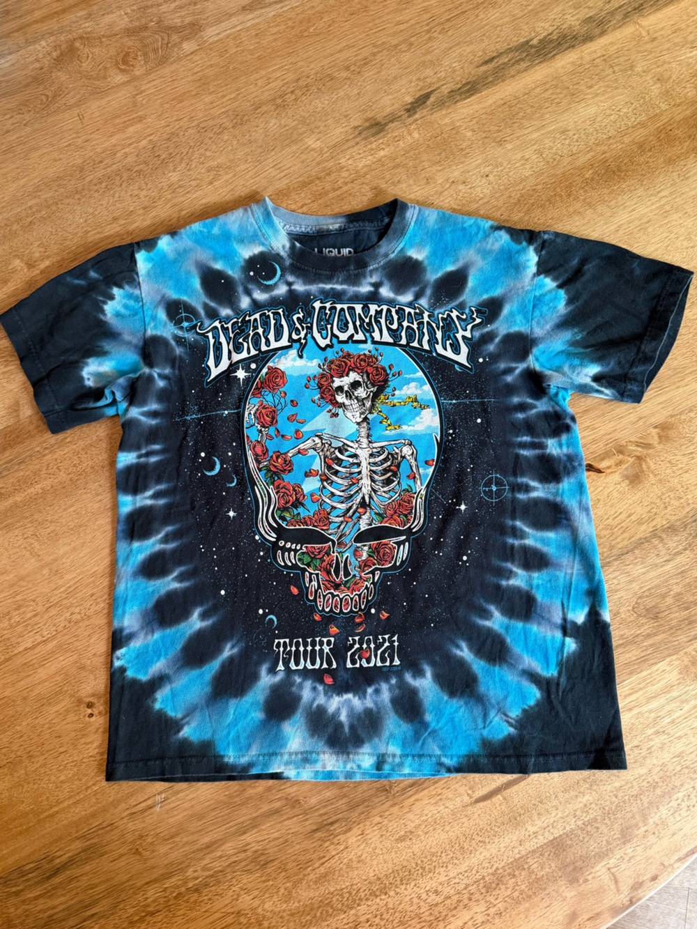 Dead & Company 2021 Tour Tie-Dye Concert Tee T-Shirt Grateful Liquid Blue, Small